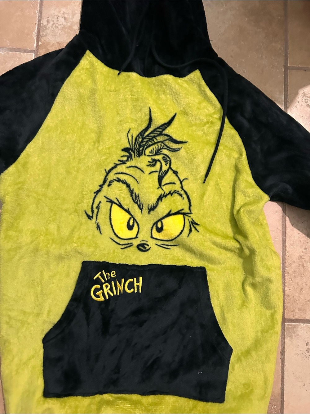 The Grinch Plush Hooded Poncho - Lime Green & Black